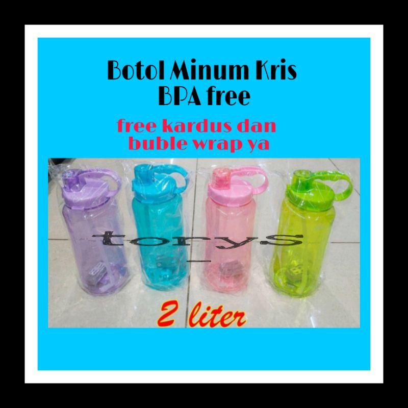 Botol Minum Tritan 2 liter (kris) Free Sedotan - BPA FREE