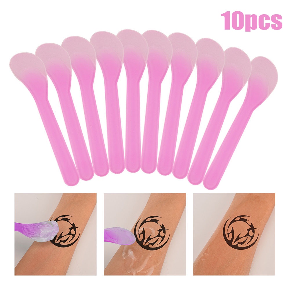 10pcs / Set Sendok Spatula Pengaduk Masker Bahan Plastik Bentuk Kipas Untuk Perawatan Kulit Wajah