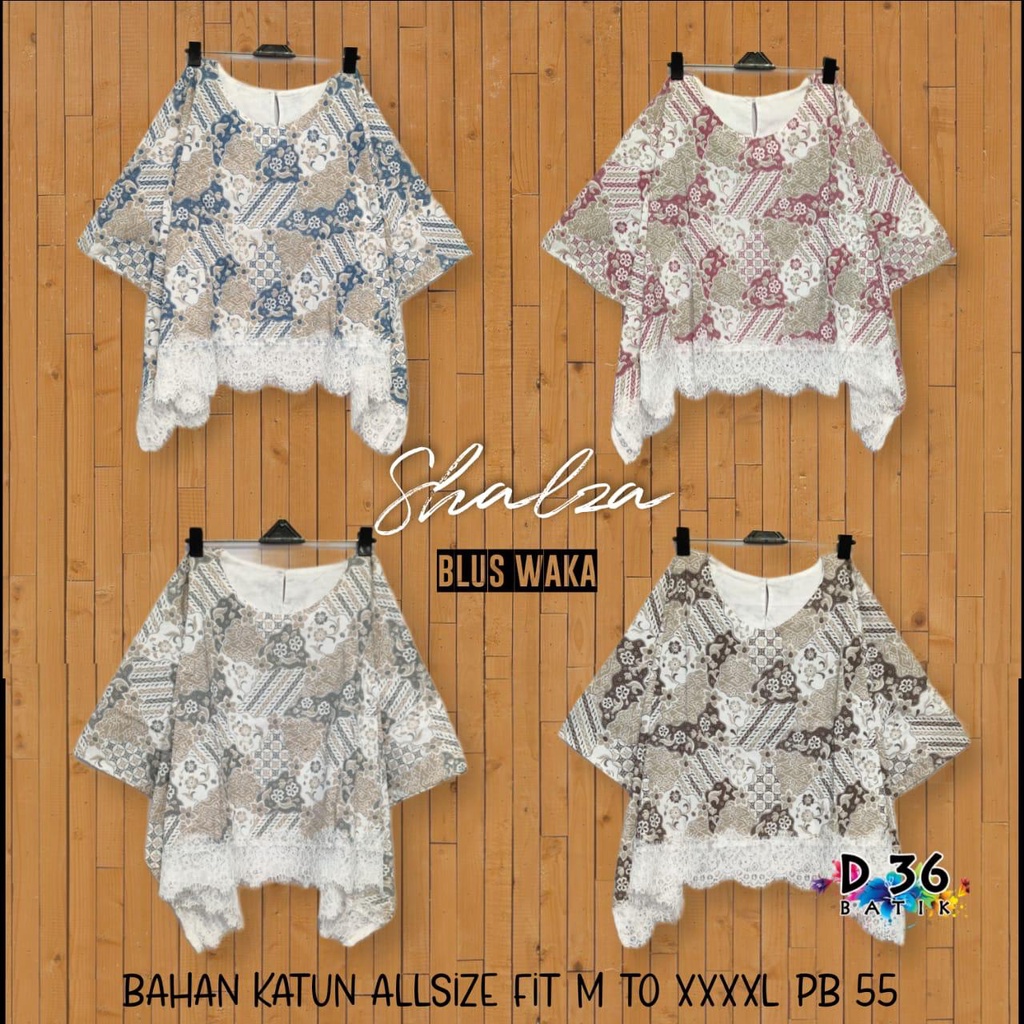 Shalza Blus Renda Jumbo Atasan Batik Soft Batwing Premium Batik