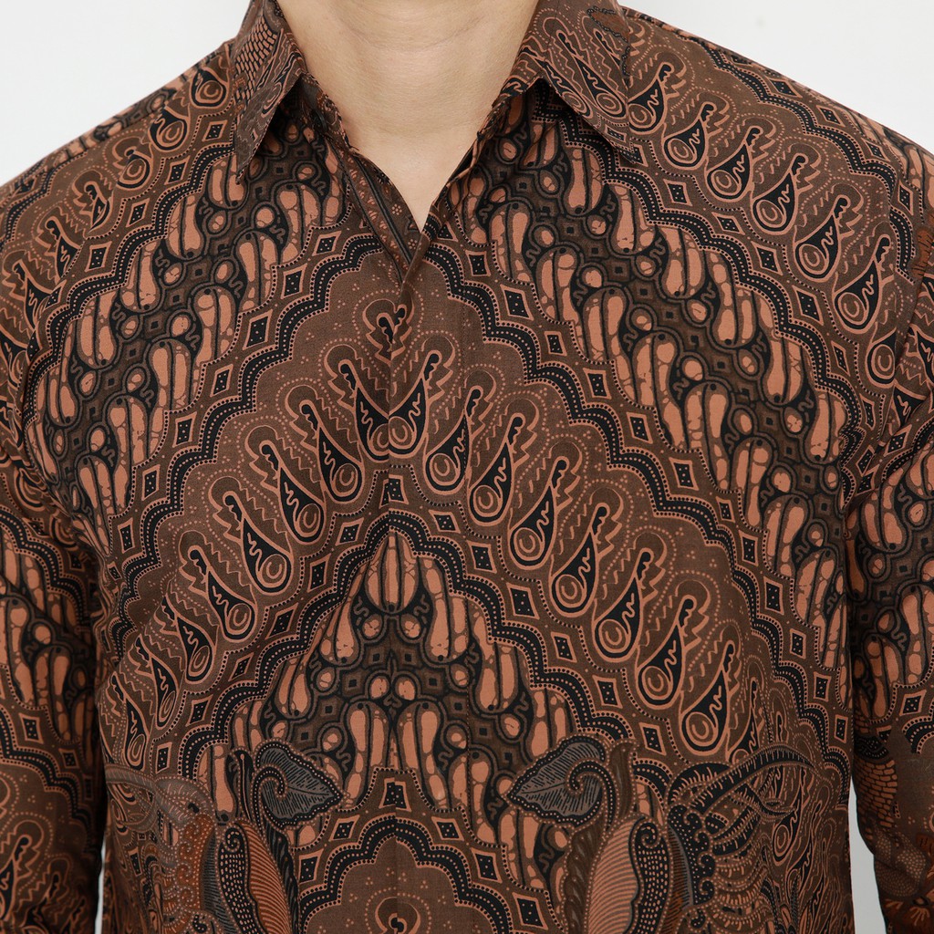 KEMEJA BATIK PRIA Lengan Panjang Premium Parang Seling Kusumo Coklat 726195 Cap 72 - Baju Kemeja Atasan Pakaian Setelan Batik Pria Cowok Laki Laki Remaja Keluarga Kantor Lengan Panjang Modern Slimfit Slim Fit Premium Kekinian