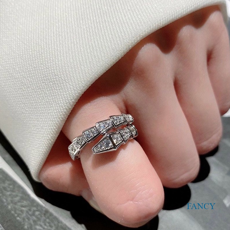 Cincin Model Terbuka Desain Ular Gaya Korea Untuk Wanita