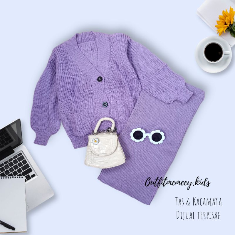 ONE SET CARDIGAN + ROK SPAN ANAK / OOTD ANAK CEWEK