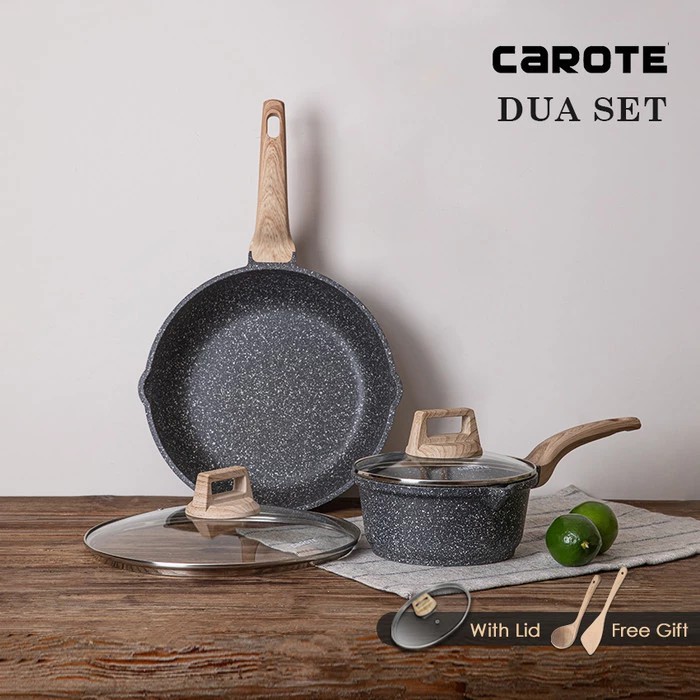 Carote Wajan Penggorengan 28 Cm dan Set Panci Kombo 18 Cm