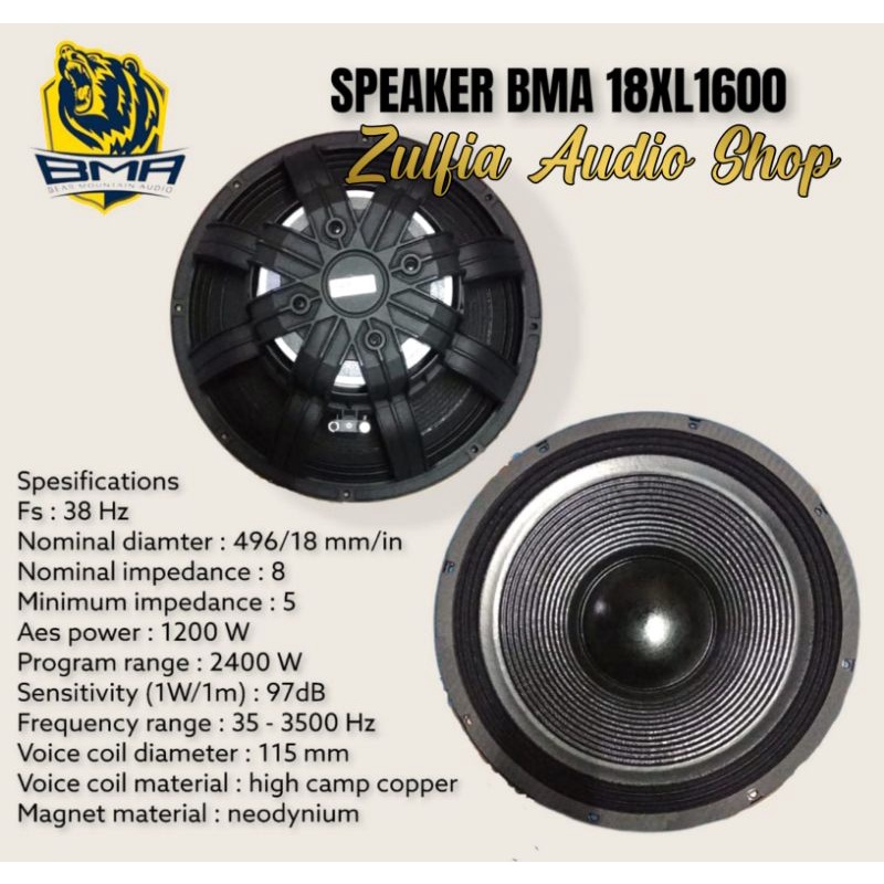 SPEAKER BMA 18 INCH SPIKER BMA 18XL1600 NEO ORIGINAL