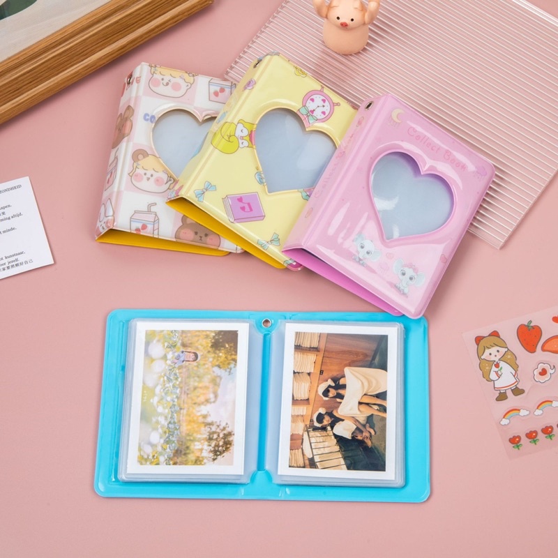 Mini Photo Album Buku Foto Polaroid Kartu Hollow 3-inch Photocard PC Bahan Kulit Untuk Koleksi Card 