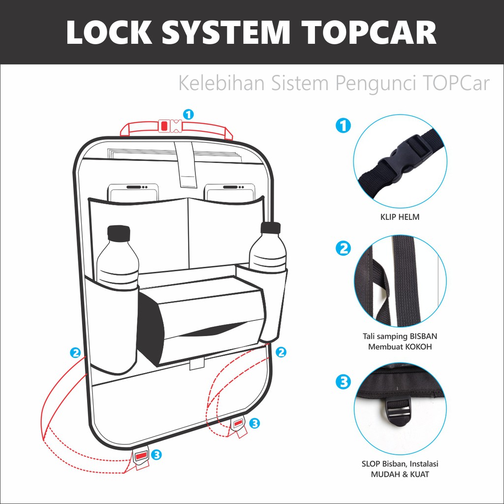 Car Organizer Topcar Back Seat Rak Mobil Tas Mobil Orginzer Aksesoris PAKET HEMAT