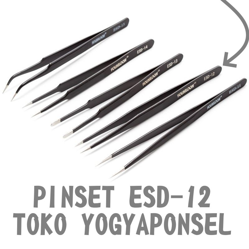 Tweezers pinset esd 12 lurus runcing kualitas istimewa original
