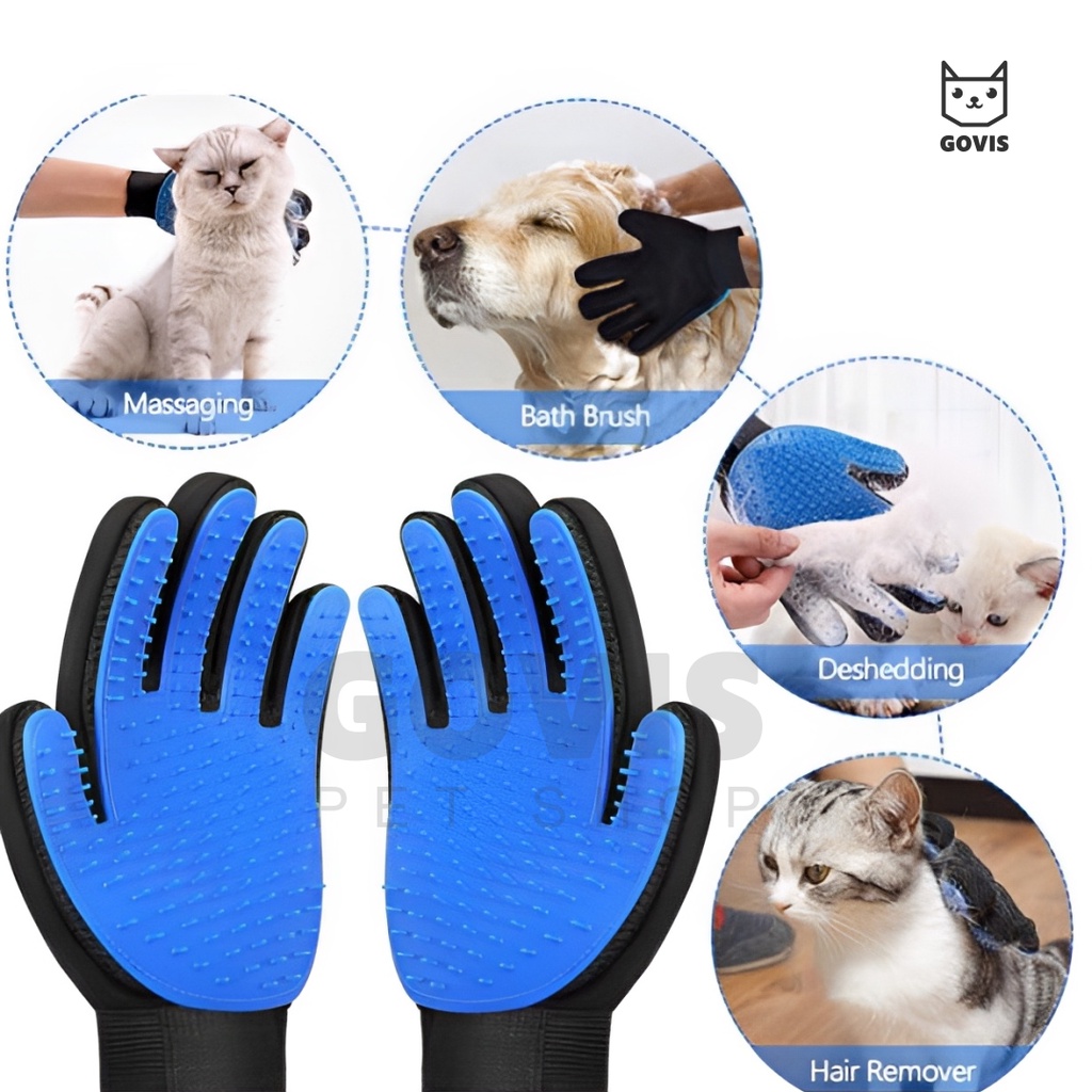 Sarung Tangan Sikat Grooming True Touch Silicone Pet Glove Sisir Bulu Kucing Pet Brush