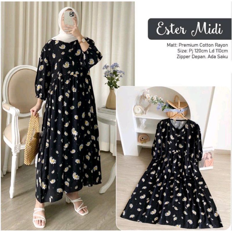 MIDI dress motif/midi terbaru/gamis