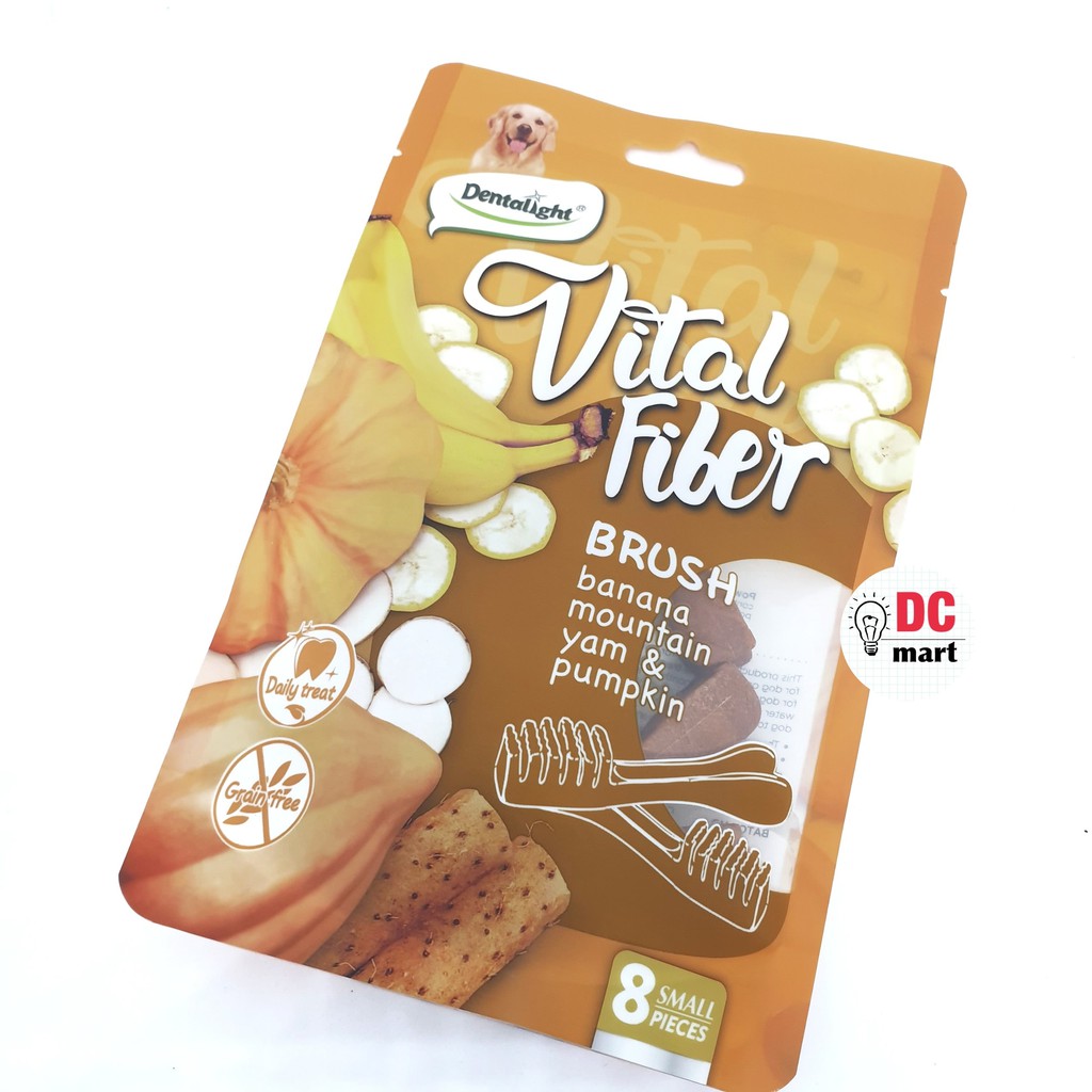 Dentalight Vital Fiber FRUIT 80 Gr / Snack Anjing Dental bentuk Brush dan Wellbar