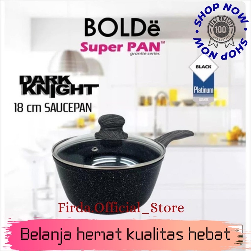 BOLDe SUPER PAN SAUCE 18CM + LID GLASS [ORIGINAL] DARK KNIGHT