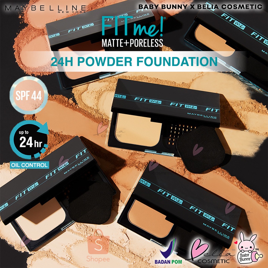 ❤ BELIA ❤  MAYBELLINE Fit Me Matte + Poreless Powder Foundation 24H Oil Control SPF 44 / PA++++ | Bedak | Two Way Cake TWC | Waterproof | Long Lasting Tahan Lama |BPOM