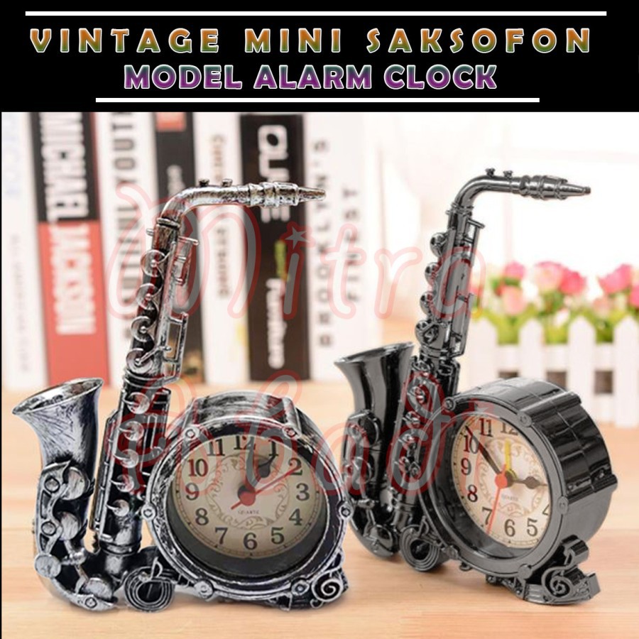 Jam Meja Vintage Saksofon / Vintage Mini Saxophone Model Alarm Clock