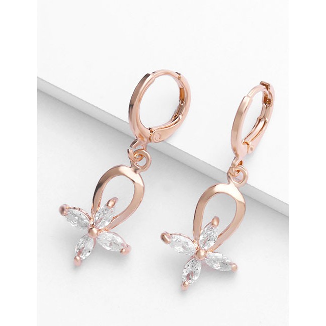 LRC Anting Tusuk Fashion Rose Gold Flower Earrings F58739