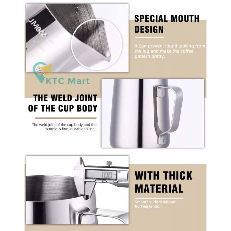 KTCmart - SUS 304 Milk Jug Kopi Cappucino Latte Art Jug Stainless Espresso Teko Pitcher Barista Cangkir