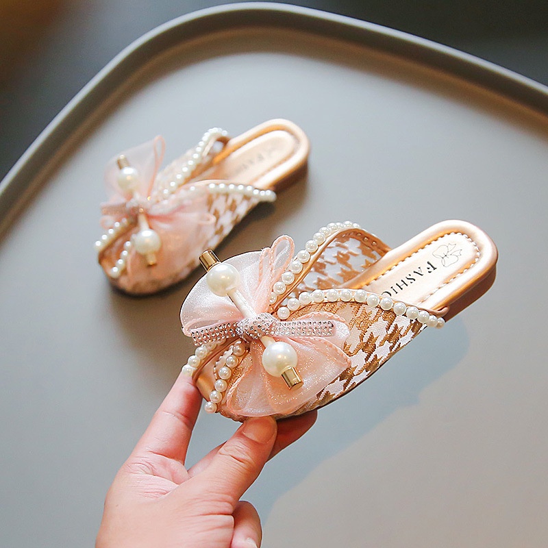 [PRINCESS KESLI] SIZE(26-32) Sandal Pesta Anak Perempuan 3-10tahun/sandal pita mutiara fashion anak cewe import