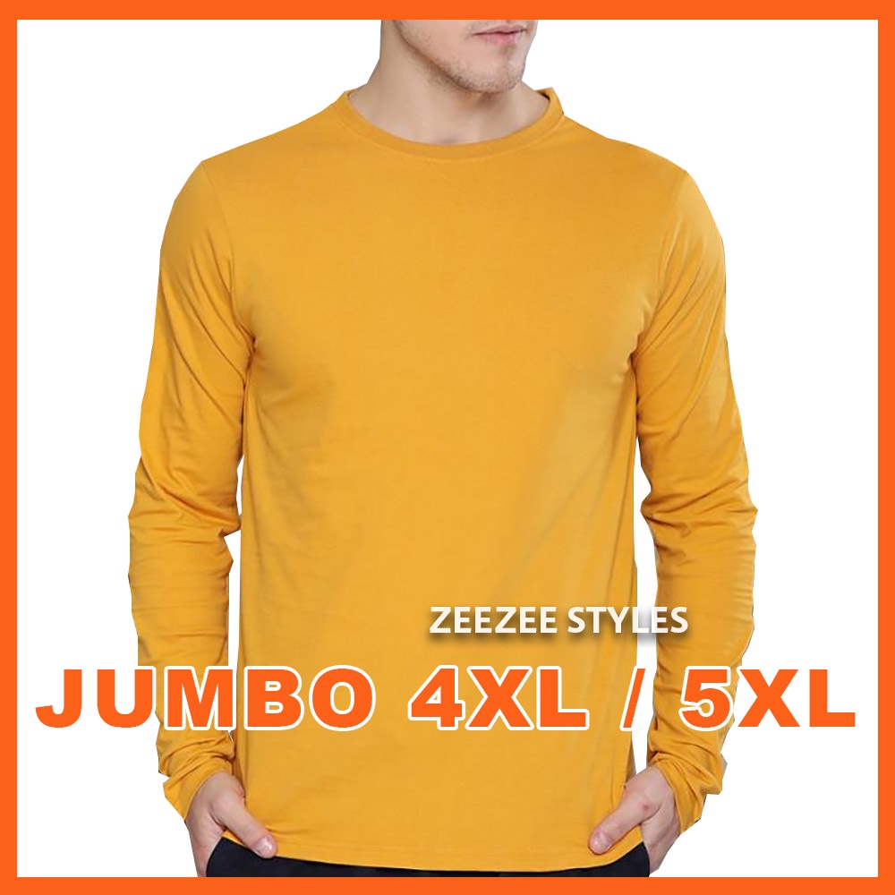 Kaos Polos Jumbo XXXXL XXXXXL Pria Wanita Oversize Tangan Panjang Mustard