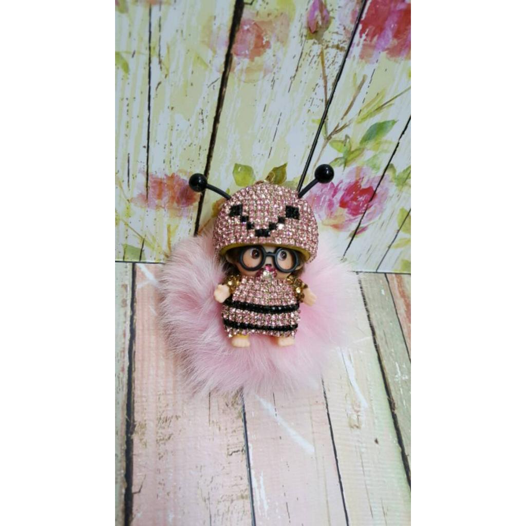 Monchichi bee with furball bagcharm
