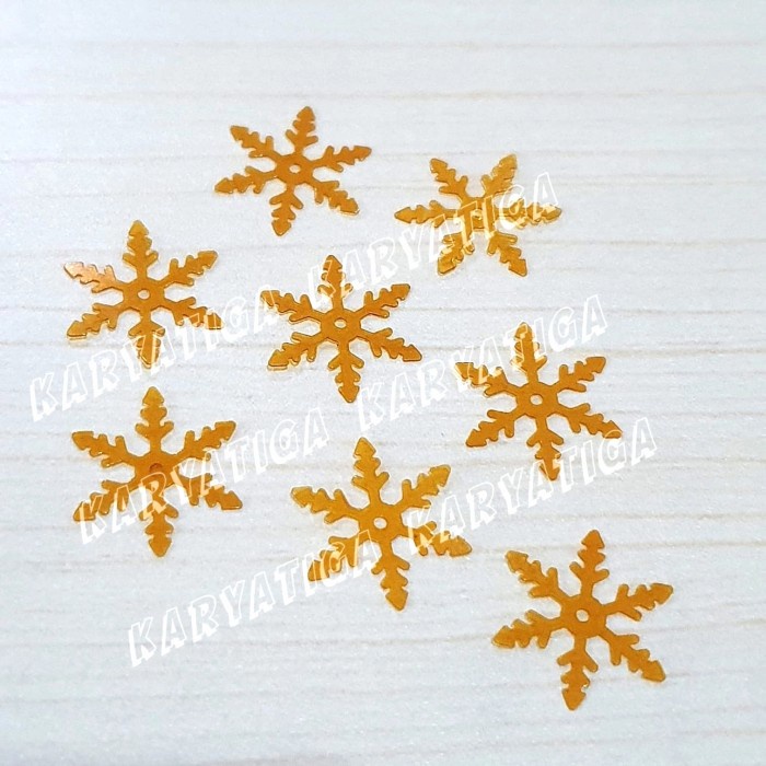 Payet Manik Kepingan Salju Snowflake - Kuning Saffron (+/- 70 pcs)