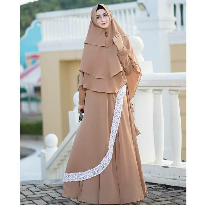 Gamis Zavania Syari + Khimar /Gamis Syari/pakaian/Balotelli/gamis/Baju Murah/Wolfis/Gamis Pesta
