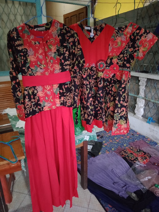 Qnunbatik Batik Keluarga/family Gamis Muslim Azizah Gentong Hitam