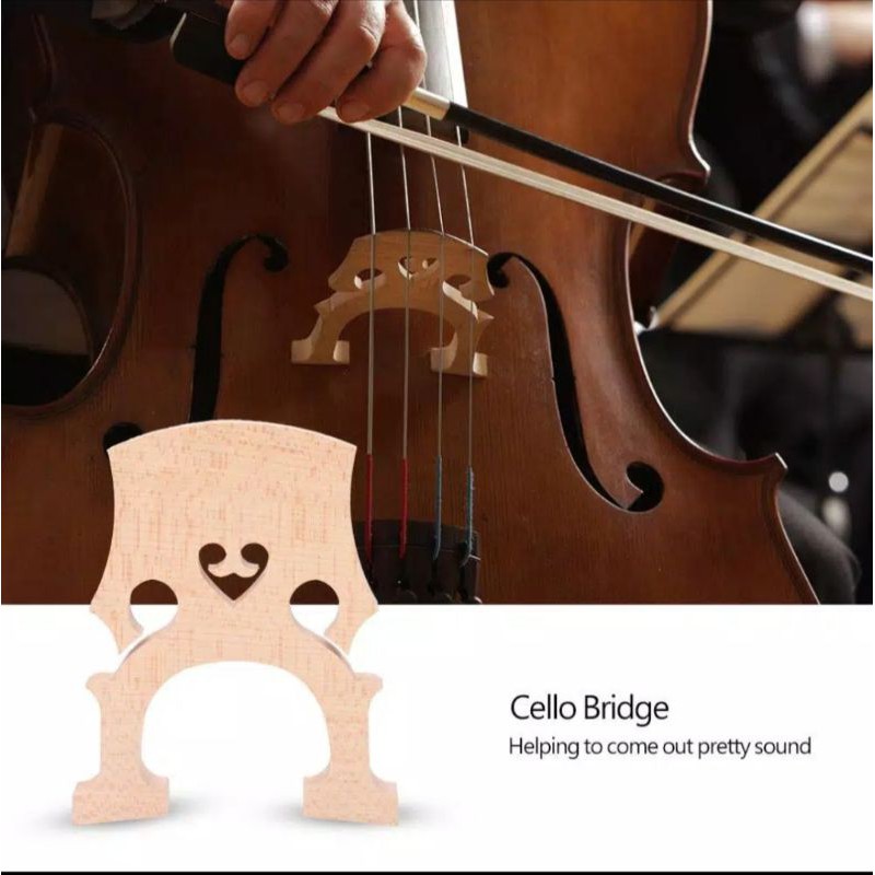 Bridge cello Kayu Bridge CELLO bahan Maple tersedia 4/4 3/4 dan 1/2