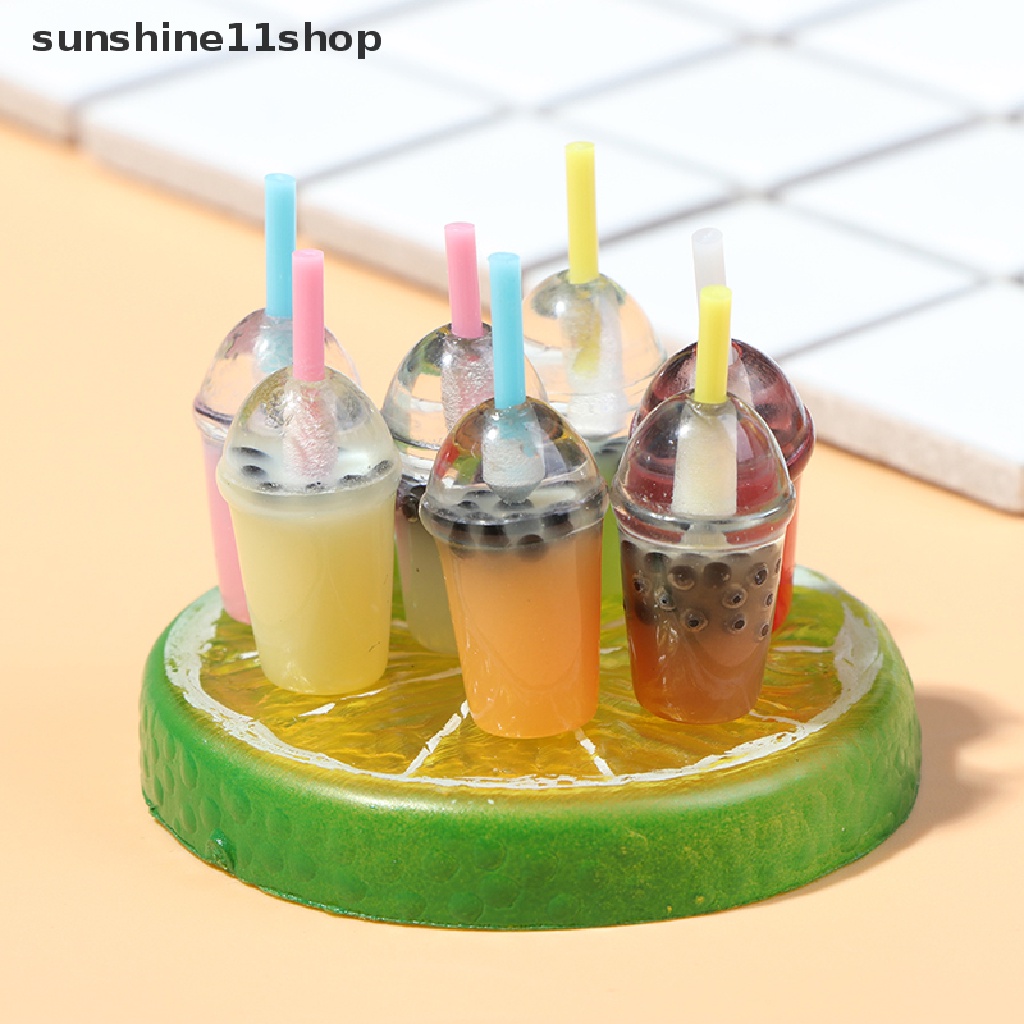 (SHO) 5pcs / Set Mainan Miniatur Gelas Pearl Milk Tea Skala 1: 12 Untuk Dekorasi Rumah Boneka