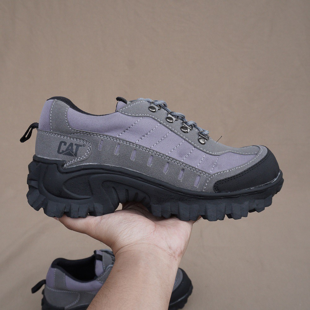 COD!! SEPATU CATERPILLAR BULDOZER ABU SEPATU LOW BOOTS SAFETY PRIA UJUNG BESI - TOURING BIKER