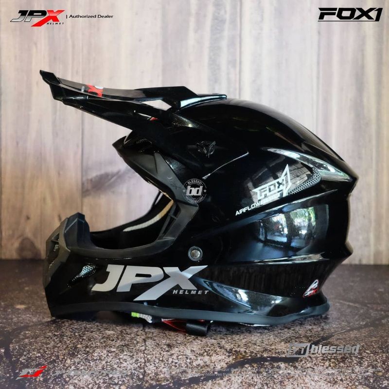 HELM JPX CROSS SUPER BLACK HELM CROSS JPX HITAM GLOSS HELM TRAIL HELM SUPERMOTO HELM TOURING JPX