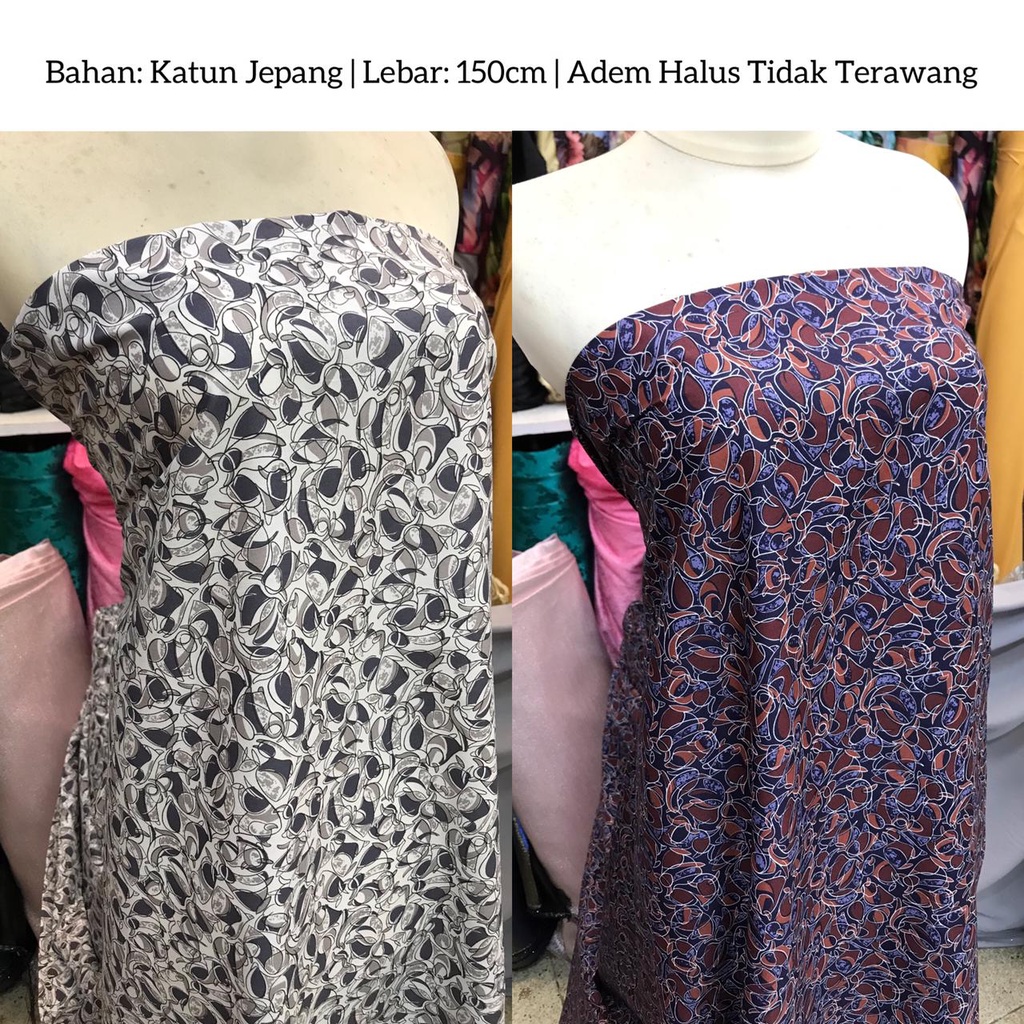 [006] Kain Katun Jepang Motif Acak Warna Ungu | Lebar: 150cm