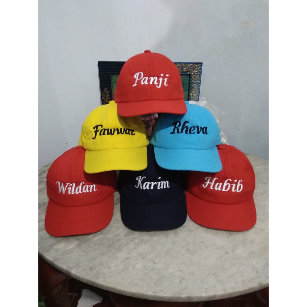 GRATIS GAMBAR DAN NAMA bordir topi anak  satuan PROMO...TERMURAH TOPI ANAK FREE BORDIR