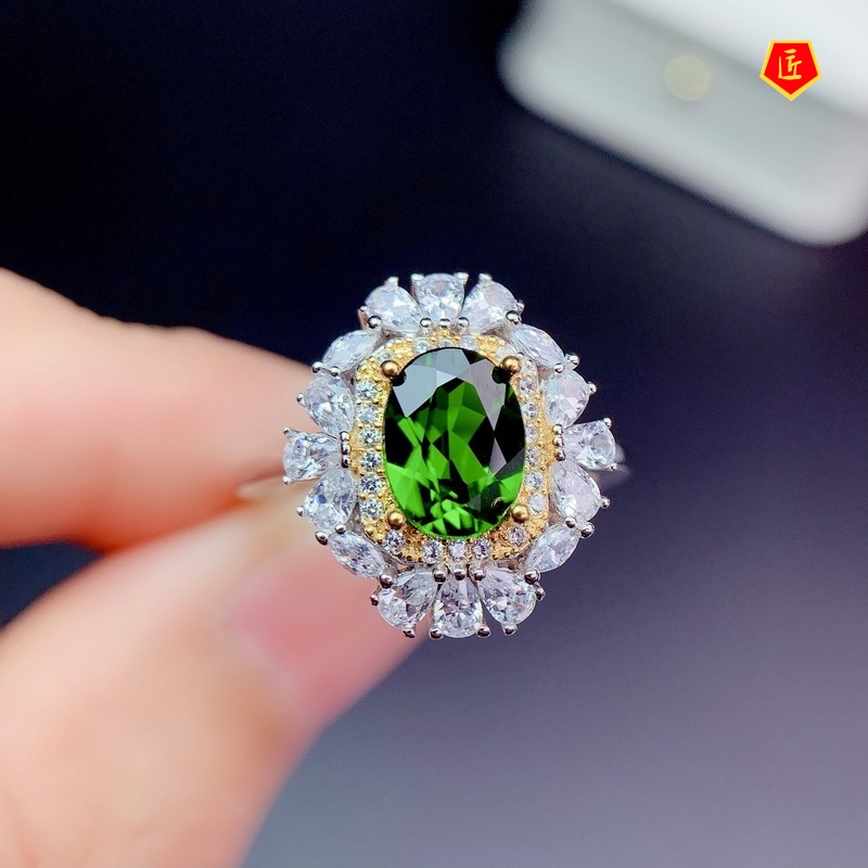 [Ready Stock]Elegant Graceful Super Shiny Luxurious Emerald Open Ring