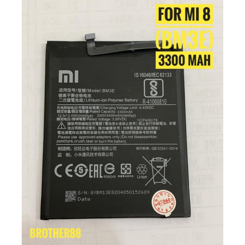 BATTERY BATERAI BATRE XIAOMI MI 8 (BM3E) ORIGINAL