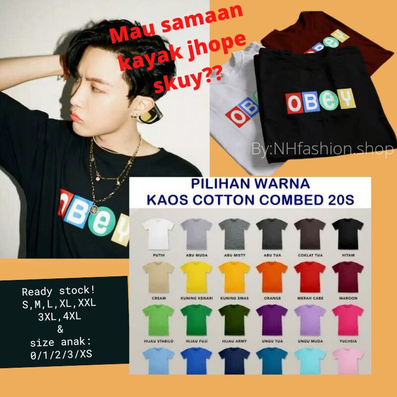 Kaos Obey Jhope Baju bts Dymamite Jhope Tshirt Bts Anak Remaja Dewasa Lengan Panjang Pendek