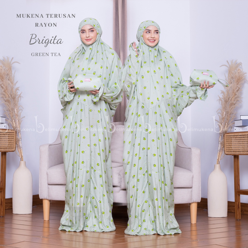 Raszi Official - Mungkena Dewasa Rayon Terusan Traveling Jumbo Warna Greentea Motif Bunga