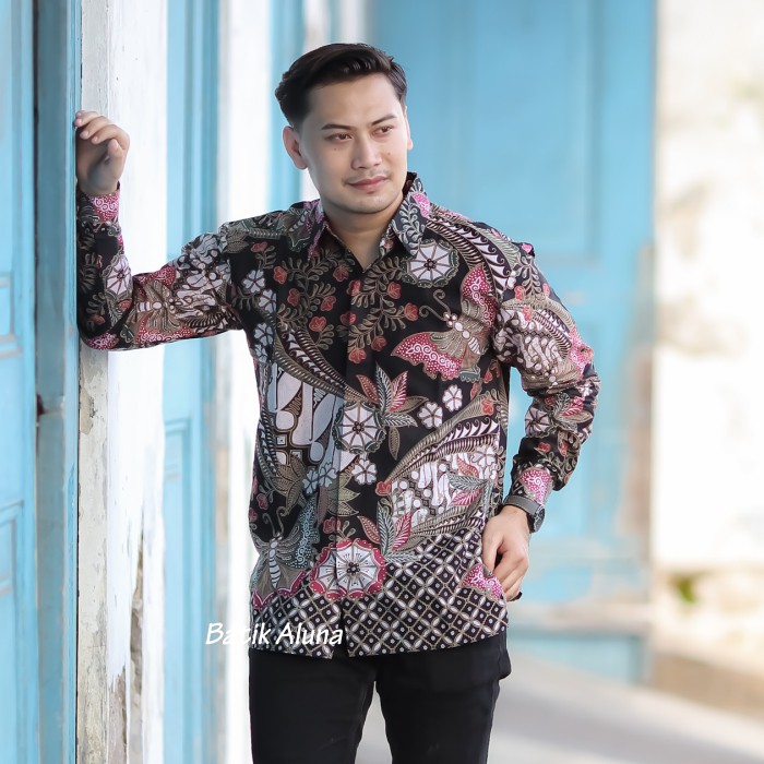 Batik pria lengan panjang Kemeja Atasan Baju batik pria laki laki lengan panjang premium cowok solo