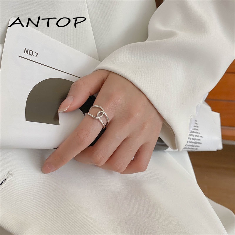 1 Pc Korea Hip Hop Keren Geometris Bulat Cross Cincin Sederhana Fashion Perhiasan Unisex ANTOP