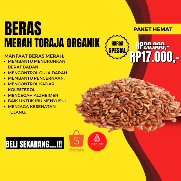 

Beras Merah Organik Toraja Harum dan Bagus 0,5 Kg / 500 Gram