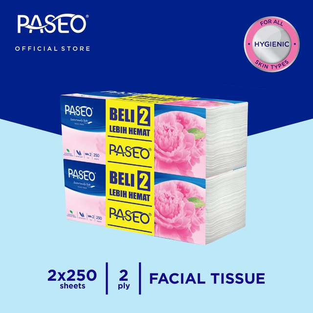 Paseo Elegant Tissue Wajah Soft Pack 250 Sheets x2