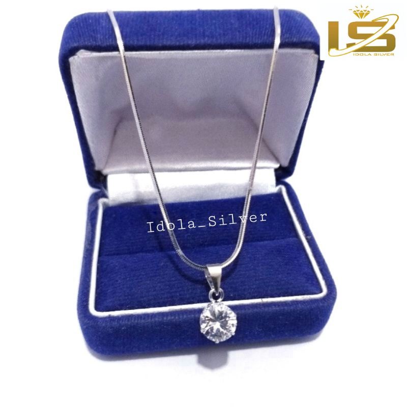 Kalung Perak Wanita Silver Asli 925 Lapis Emas Putih Cassandra Liontin Desi - Kalung Wanita Anti Karat