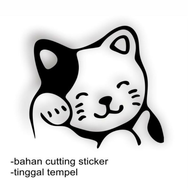 stiker cutting kucing bisa ditempel di laptop motor mobil