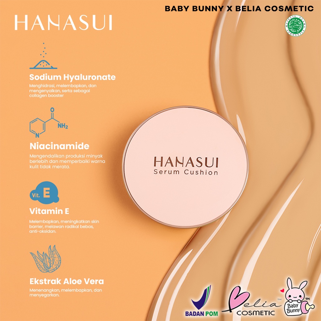 ❤ BELIA ❤ HANASUI Serum Cushion 15g | Foundation | Flawless | Natural Dewy Finish | Perfect Coverage | BPOM