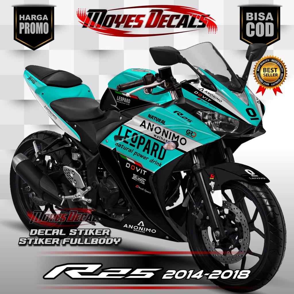 R25 Leopard Sticker Striping Decal Yamaha R25 Sticker Decal R25, Sticker R25 decal striping R25 Moti