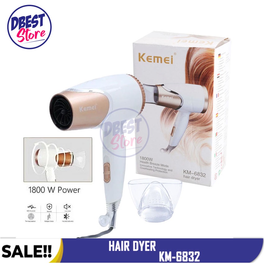 Bisa COD - Hair Dryer KEMEI KM 6832/KM-6832 Professional Hairdryer Lipat Pengering Rambut