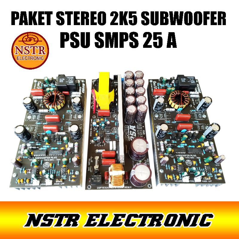 paket sterio subwoofer D2k5 dan smps 25A hb regulasi