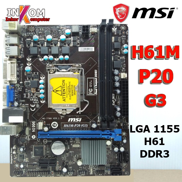 Mainboard Motherboard Mobo H61 Intel Socket 1155 MSI DDR3