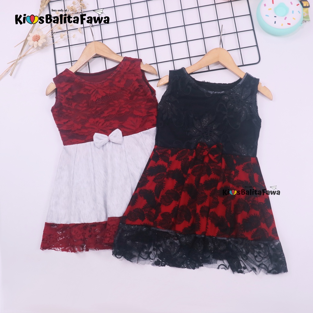 Dress Zulfa uk 1-2 Tahun / Dres Brokat Anak Perempuan Pakaian Cewek Import Baju Brukat Balita