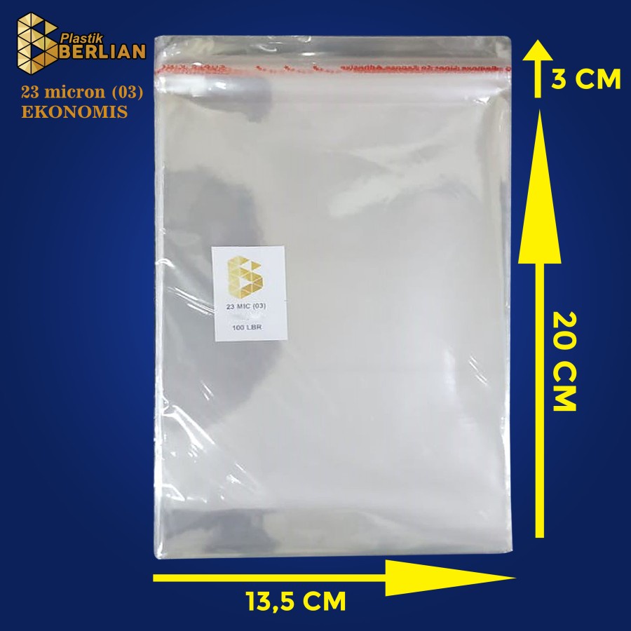 

13,5 x 20 cm Plastik OPP EKONOMIS 23micron (100 lbr) (lem/seal)