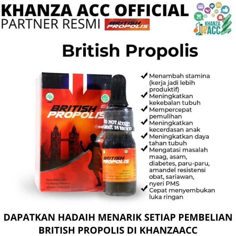 KHANZAACC British Propolis BP Vitamin Obat Herbal Suplemen Imun Tubuh 1 botol isi 6ml Original