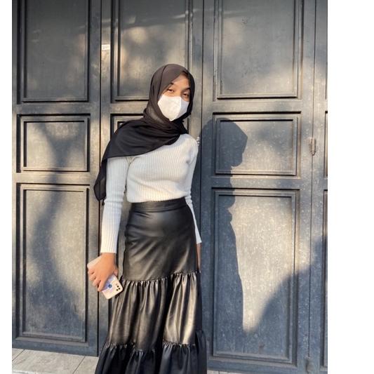 Teruskan--Rok panjang wanita / Highwaist rok susun wanita/ rok kulit wanita/ rok susun 3